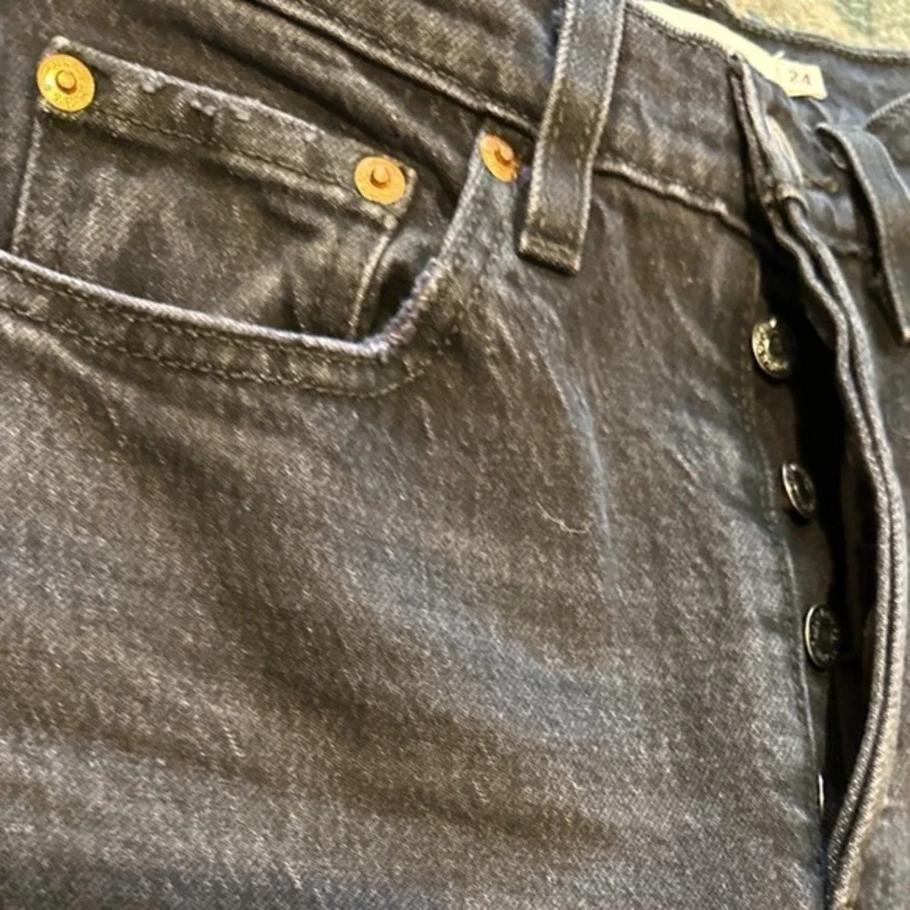 Levi's Ribcage Straight Ankle Jeans Black Wash High Rise Size 24